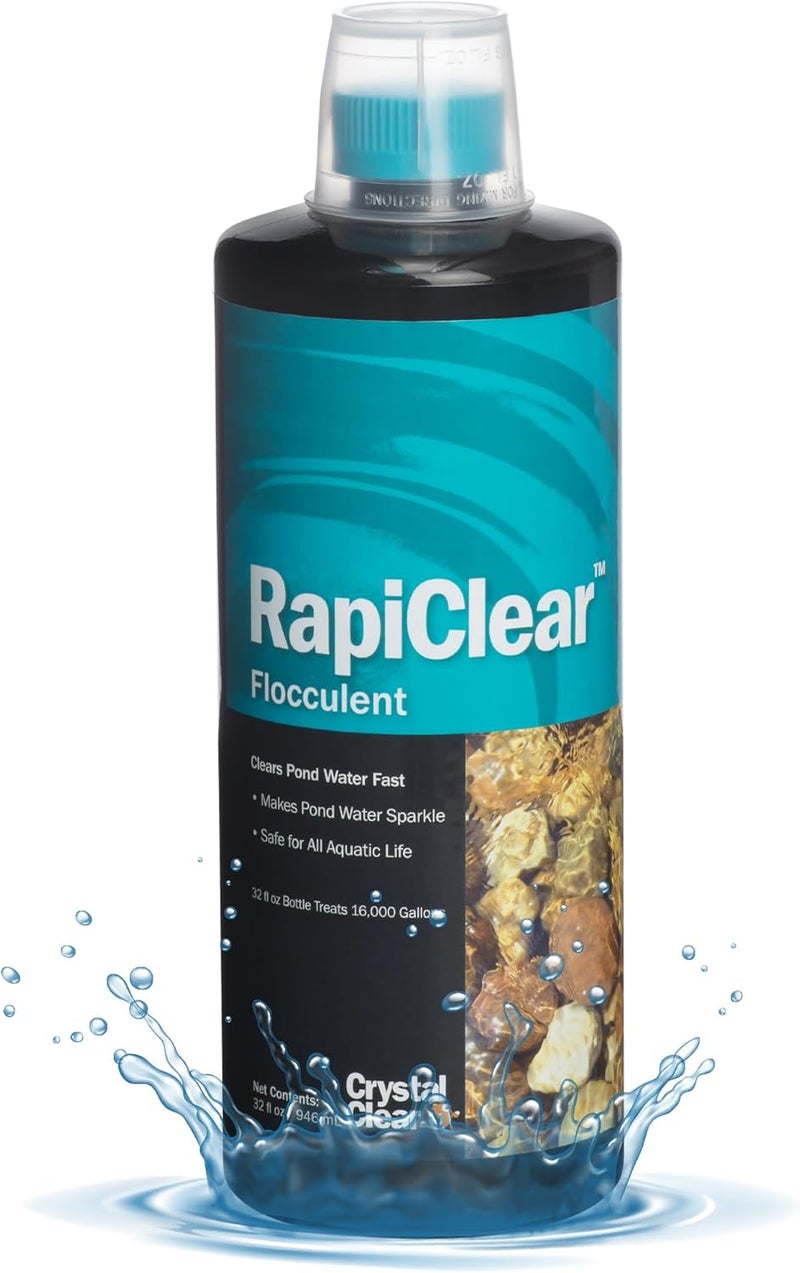 Crystal Clear رايبيكلير سائل مكون لتصفية برك المياه للحدائق الخارجية، النوافير والبرك، حل طبيعي للوضوح، آمن للأسماك، النباتات والحيوانات الأليفة، 32 أونصة - Image 1